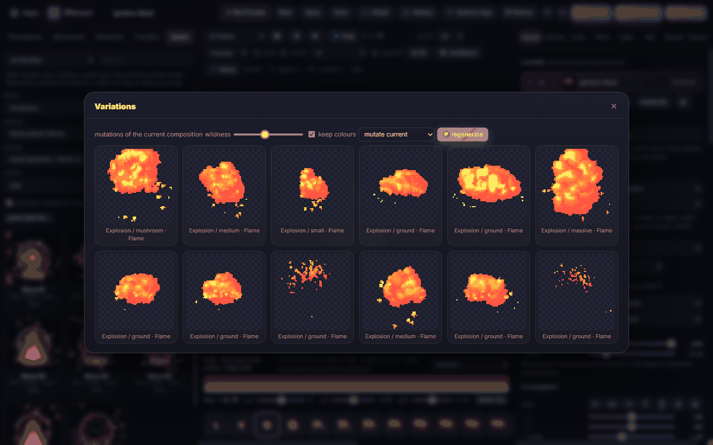 Variations: 12 mutations of the current effect