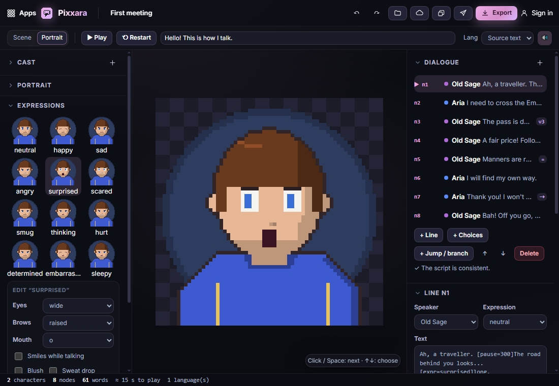 The expression grid and the expression editor