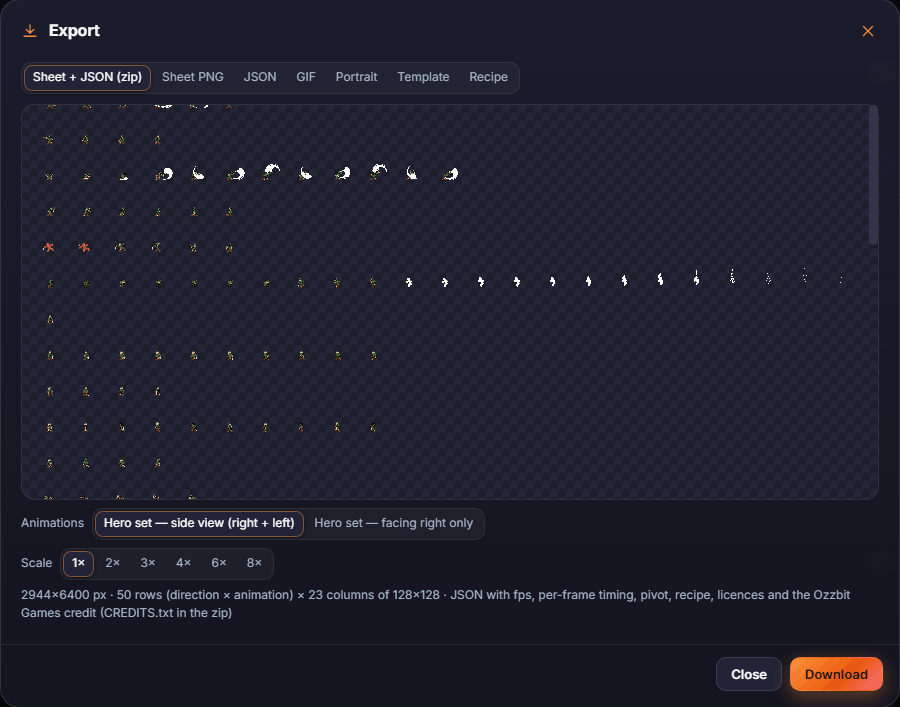 The Export window