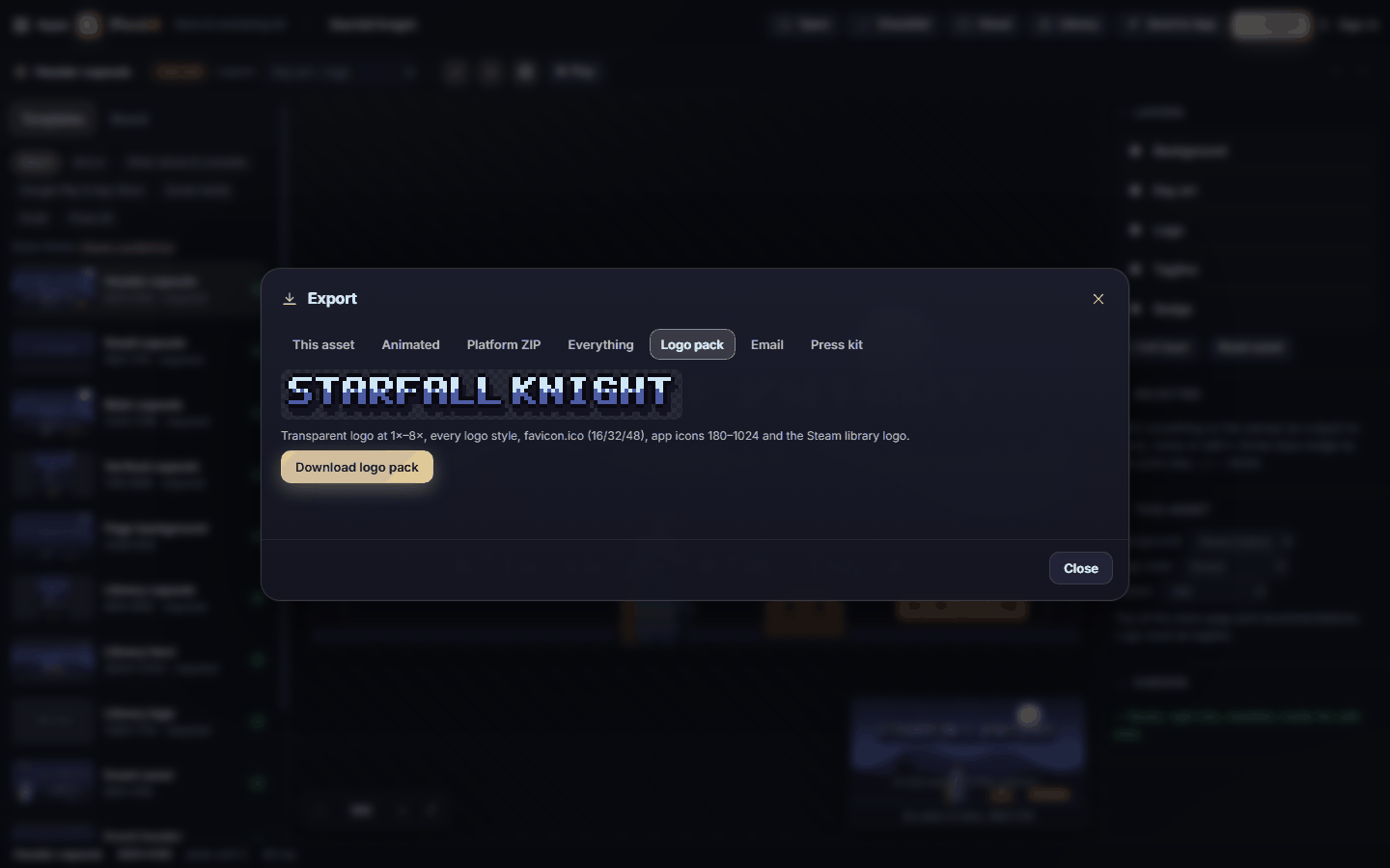 The Export window