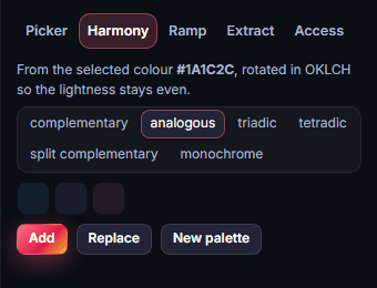 The Harmony tab