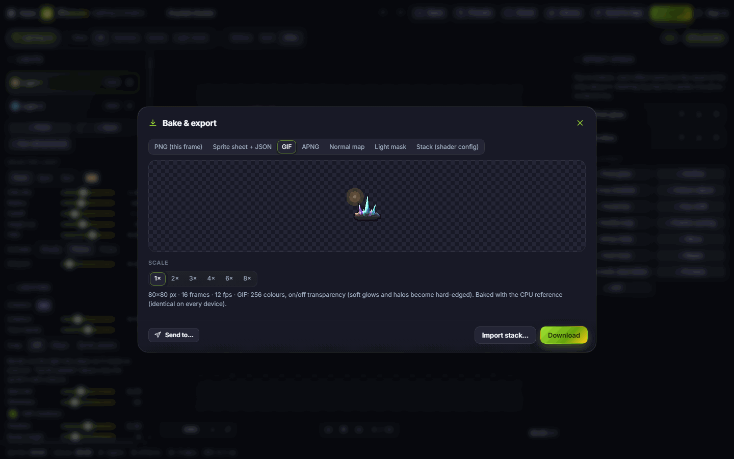 The Bake & export window